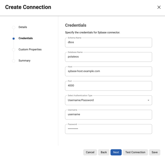 create connection credentials