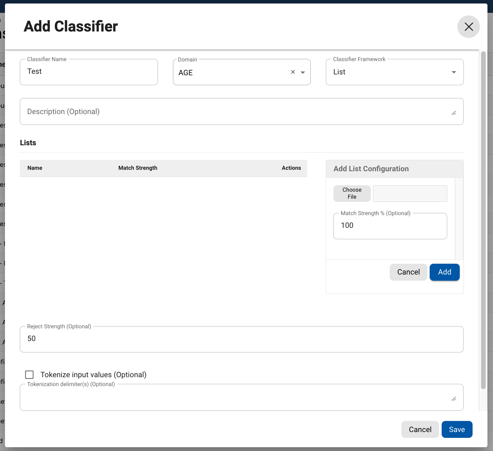 manage classifiers manage classifiers