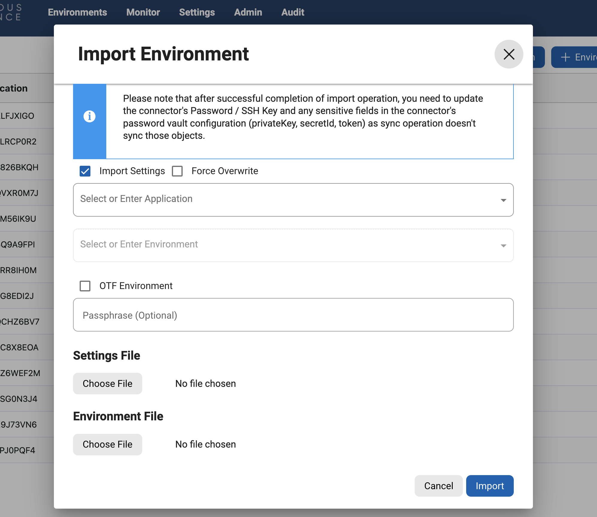 manage environments manage environments