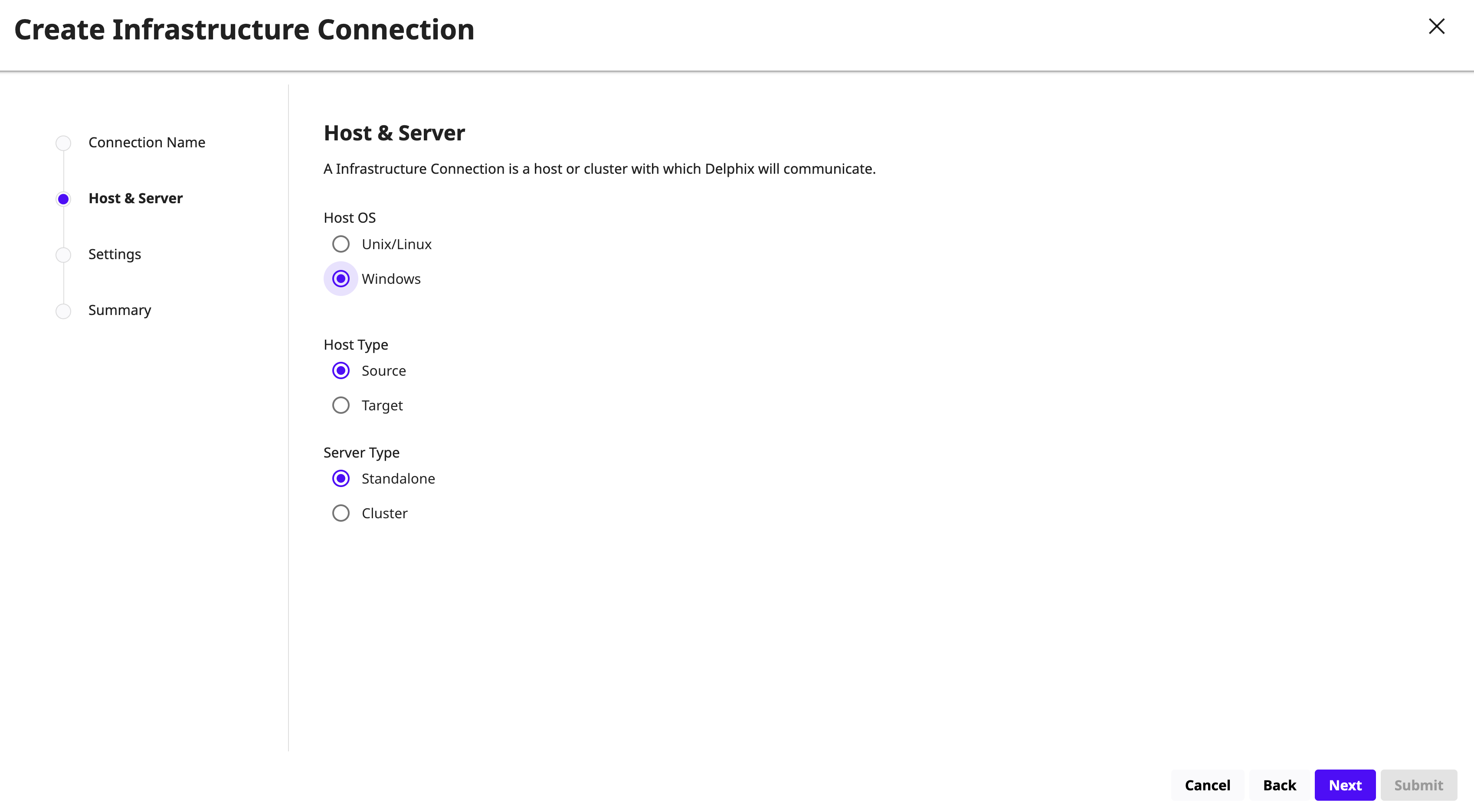 Add a Windows Source Environment in DCT