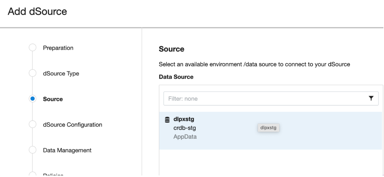 Creating a dSource with ingestion type Disk