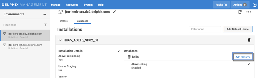 Adding and linking a dSource