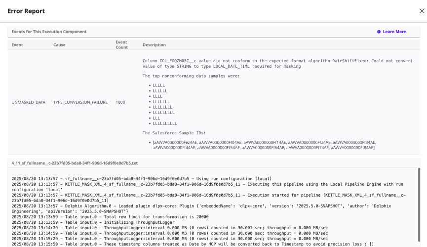 salesforce compliance jdbc error handling