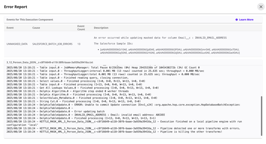 salesforce compliance jdbc error handling