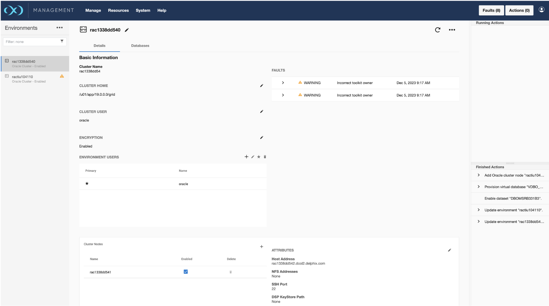 Oracle RAC dSource node addition or deletion