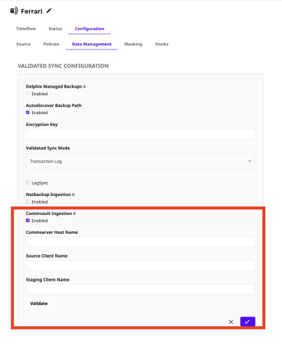 enable commvault settings