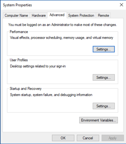 set up environment variables